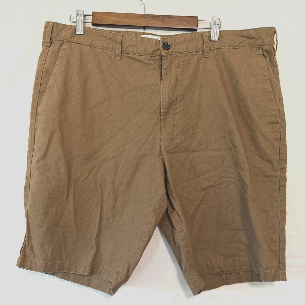 M&S Men's Flat Front Chino Shorts Size 40 Linen Cotton Blend Preppy Classic
